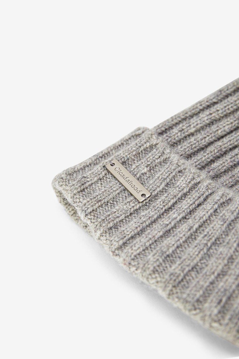Wool Knit Ribbed Beanie, Unisex(light gray)-2