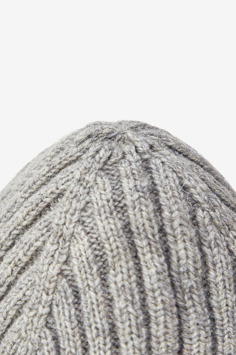 Wool Knit Ribbed Beanie, Unisex(light gray)-3