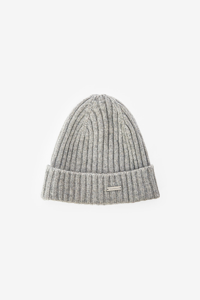 Wool Knit Ribbed Beanie, Unisex（light gray）