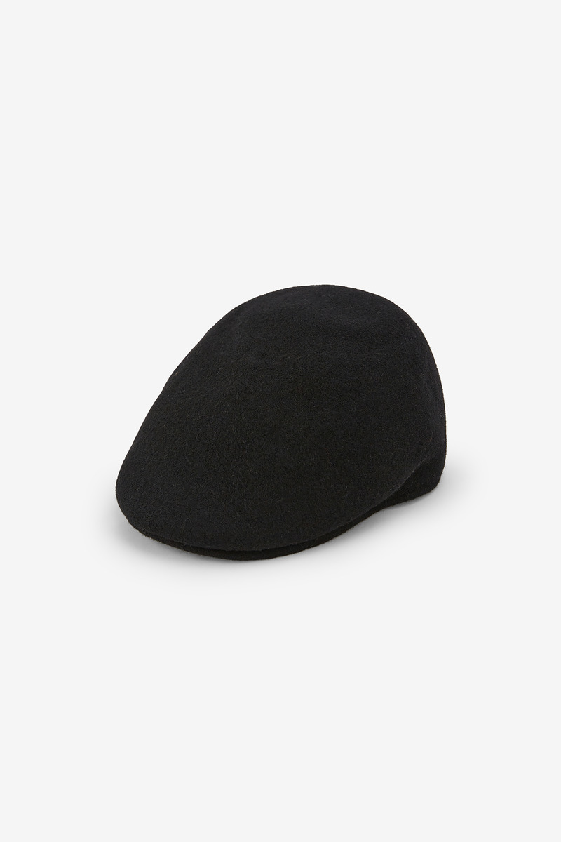 Seamless Wool Duckbill Flat Cap,Unisex(Black)