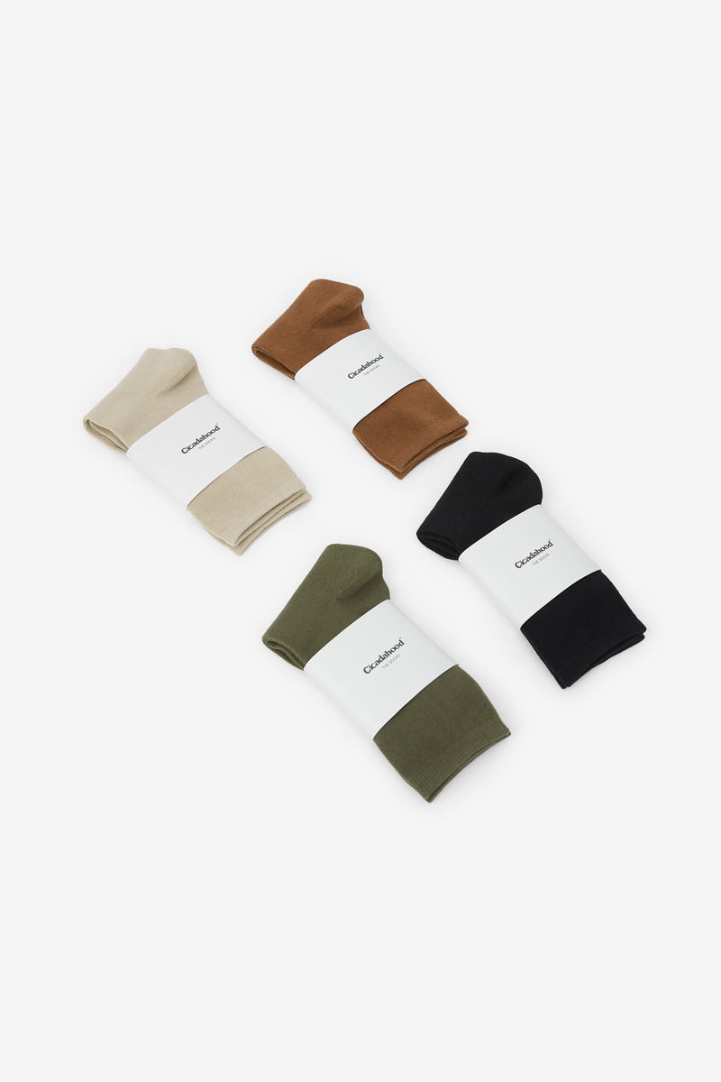 Heritage minimalist cotton plain socks, thin-5