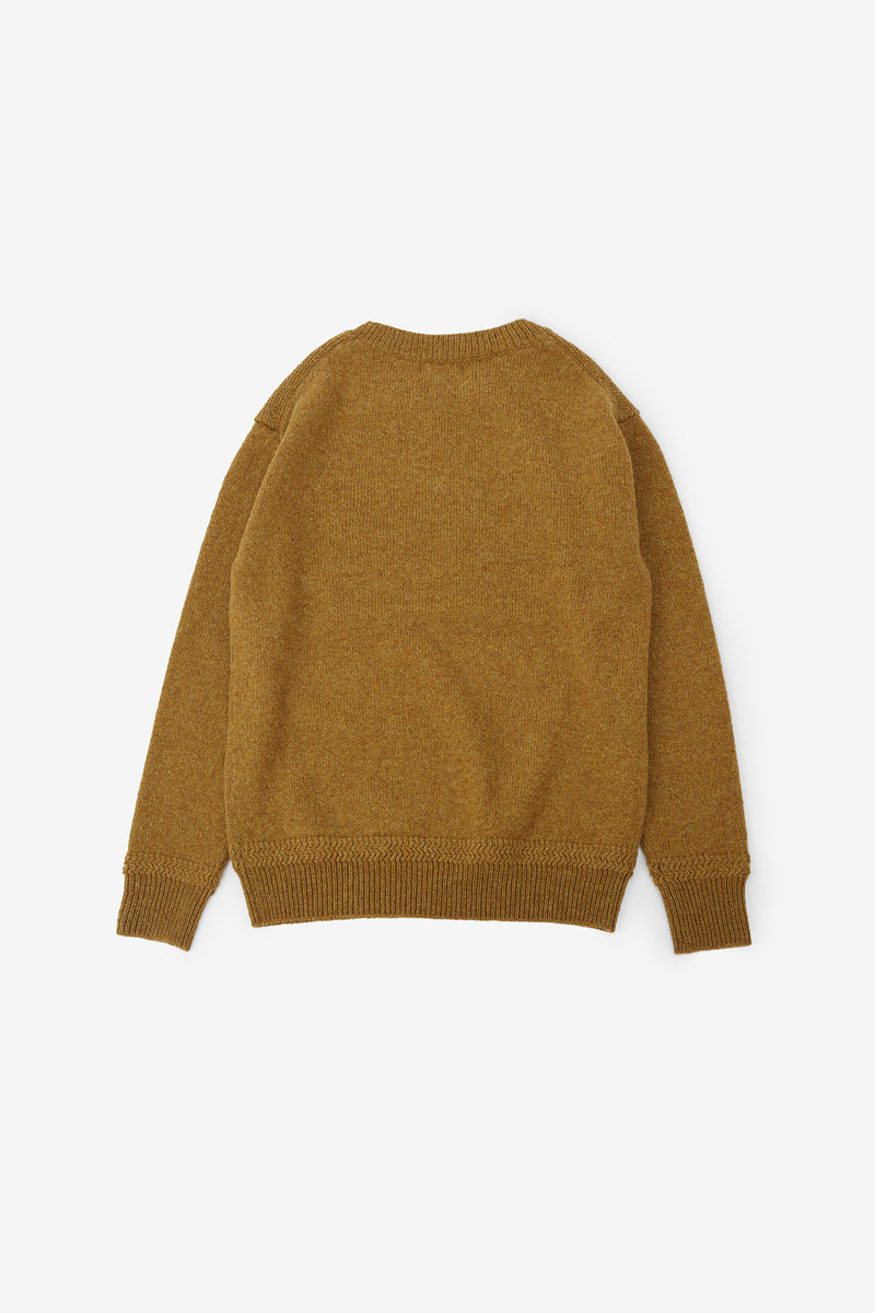British Shetland Wool Classical Crew Neck Sweater, Unisex(Ginger yellow)-5