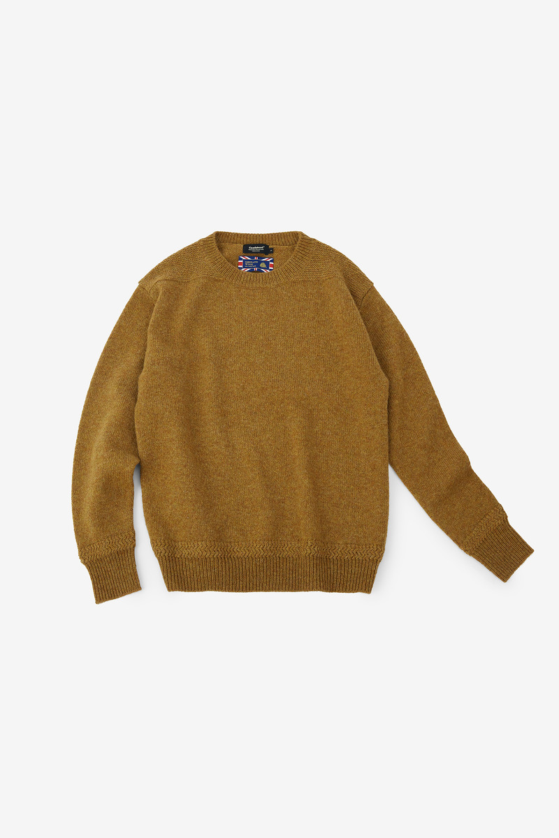 British Shetland Wool Classical Crew Neck Sweater, Unisex(Ginger yellow)-4