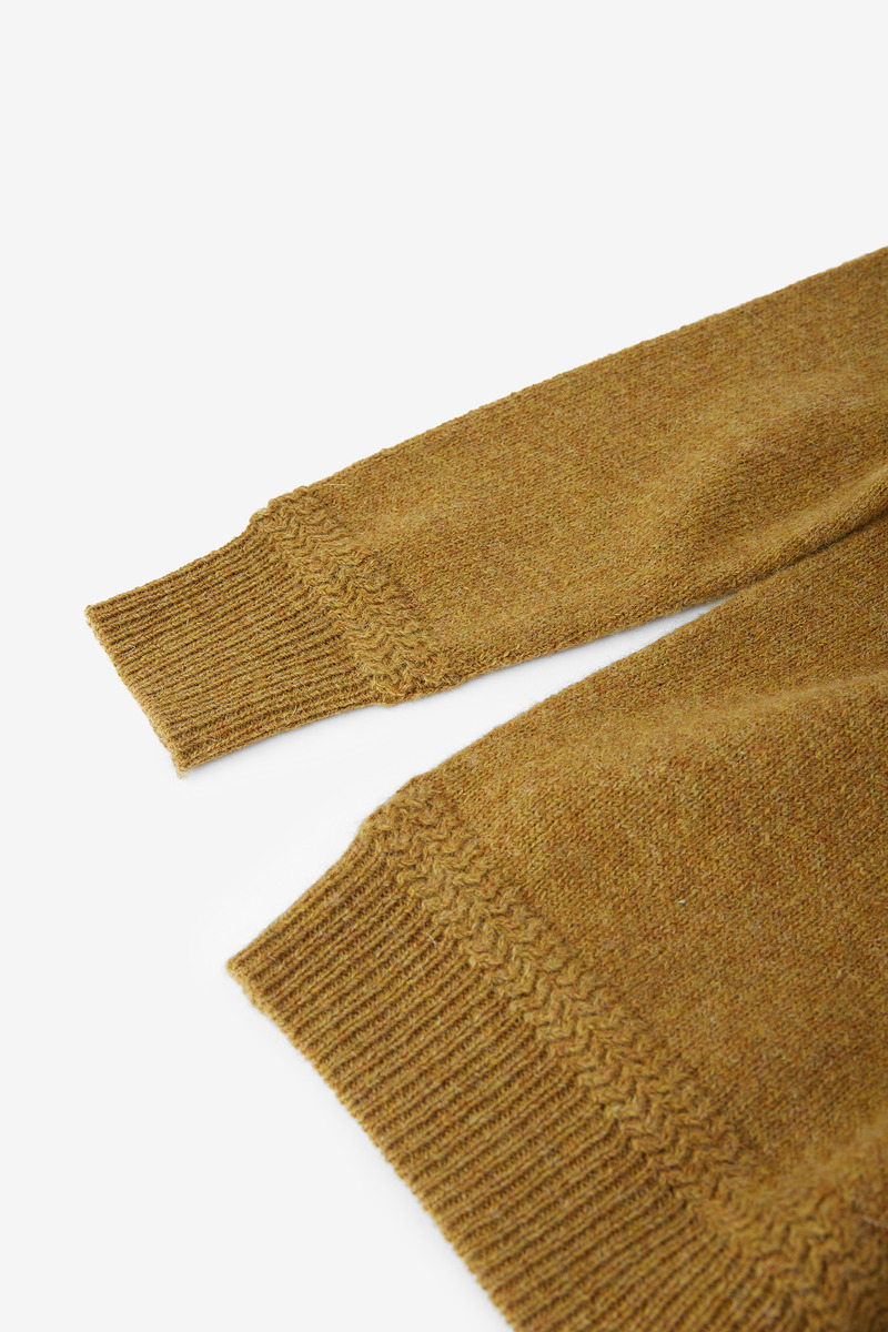 British Shetland Wool Classical Crew Neck Sweater, Unisex(Ginger yellow)-3