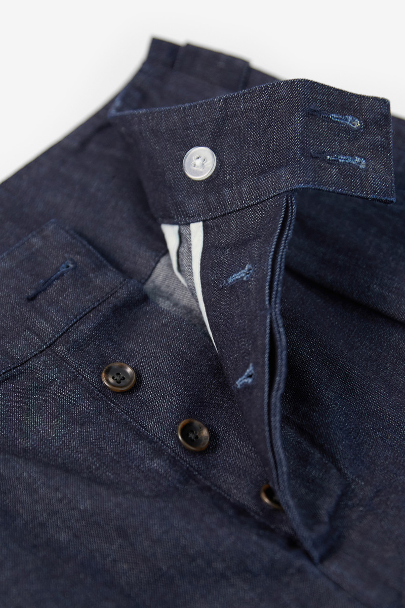 French 7.7oz Denim Work Trousers,Unisex-3