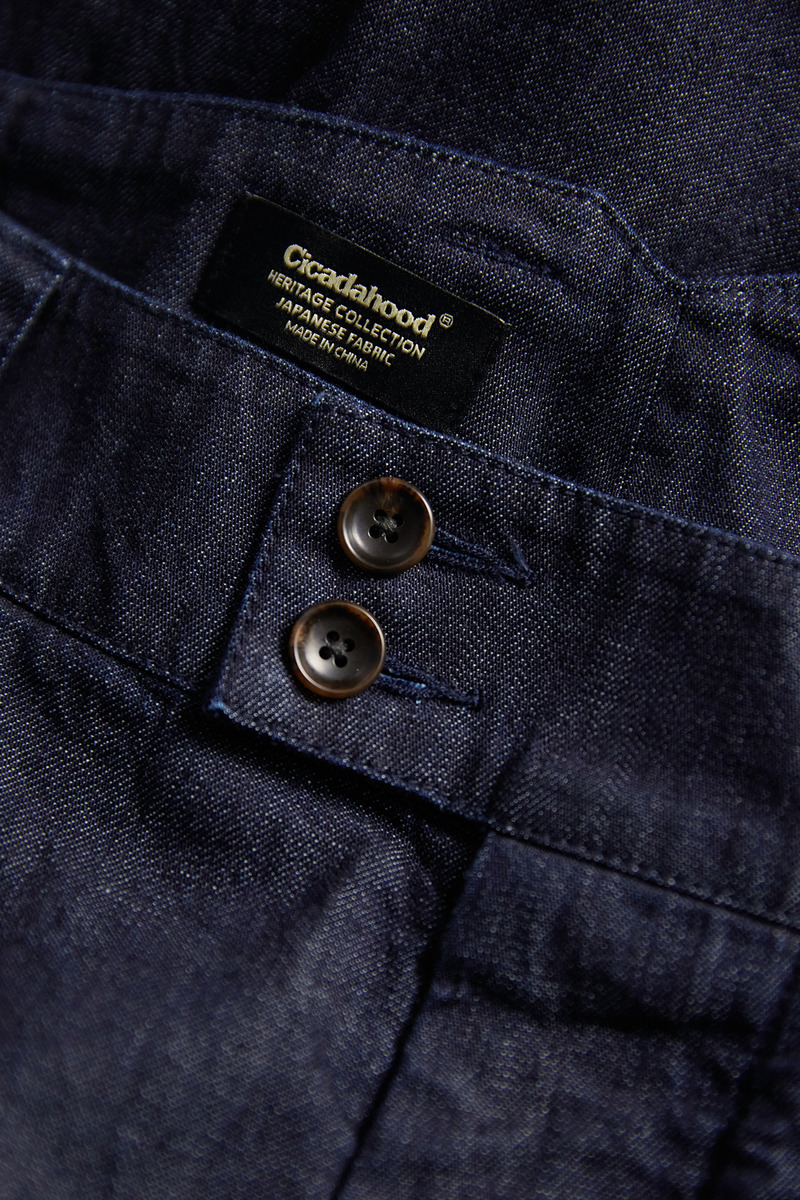 French 7.7oz Denim Work Trousers,Unisex-4