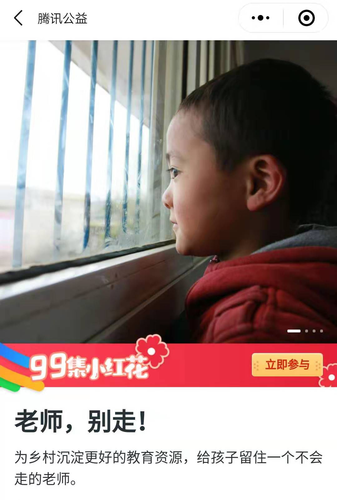 一朵小红花，为“老师，别走！”项目加倍爱心！