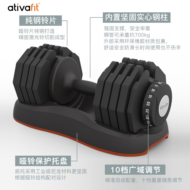 美国品牌 Ativafit 25kg火星人|10档调节重量纯钢可调节哑铃 橱窗图