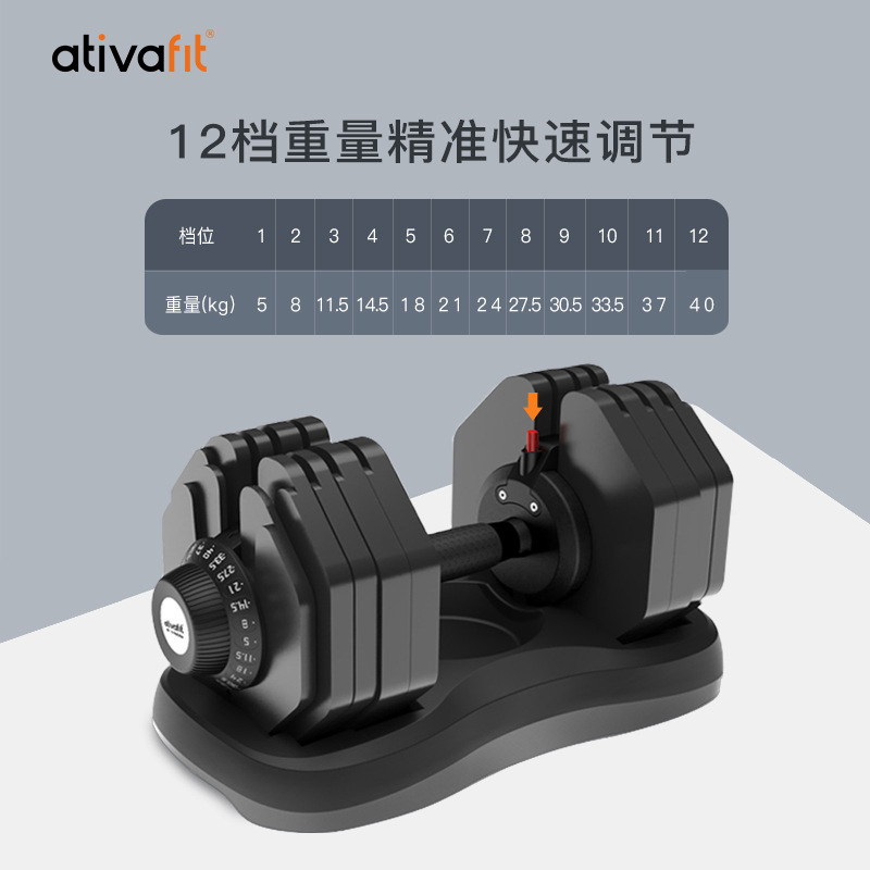 Ativafit 40kg泰坦 | 12档调节重量纯钢可调节哑铃 橱窗图