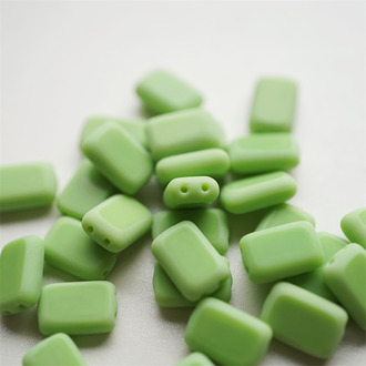 纯色青草绿~双孔长方玻璃捷克珠琉璃 12X8MM