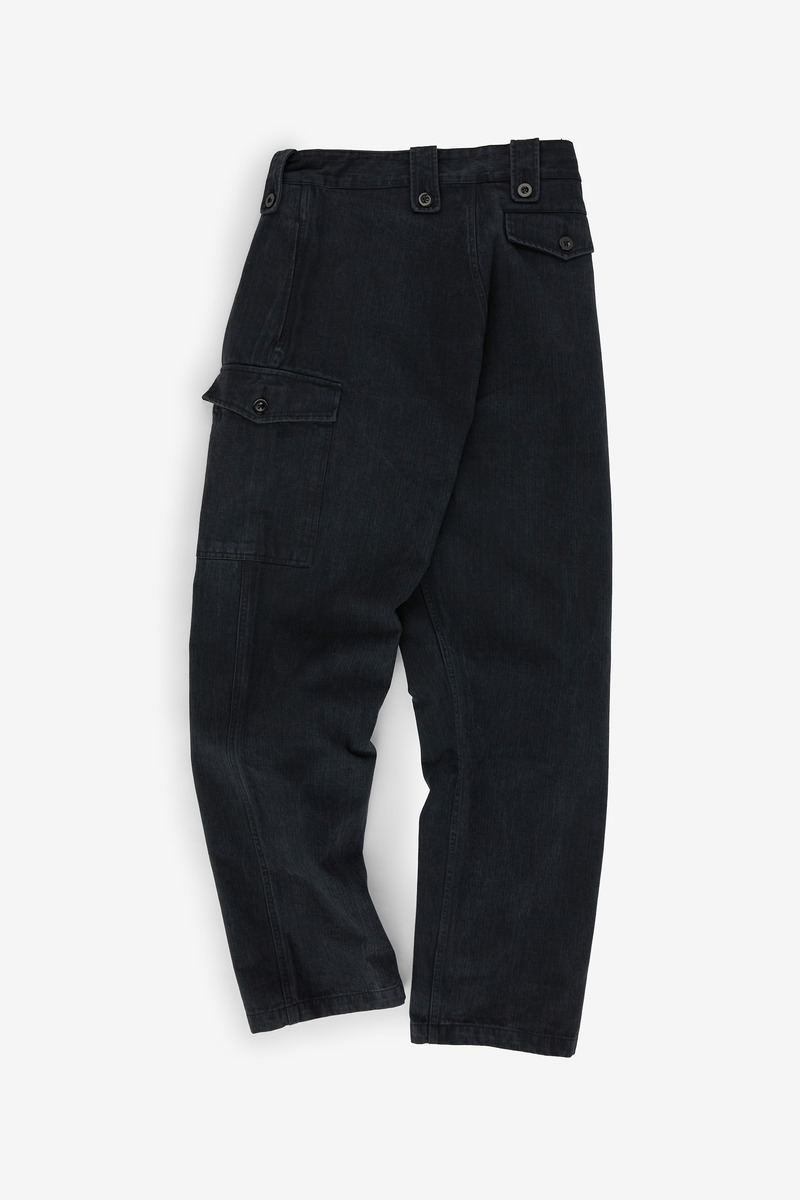 Japanese Herringbone Twill 1970s Belgian Army Field Trousers,black,unisex-3