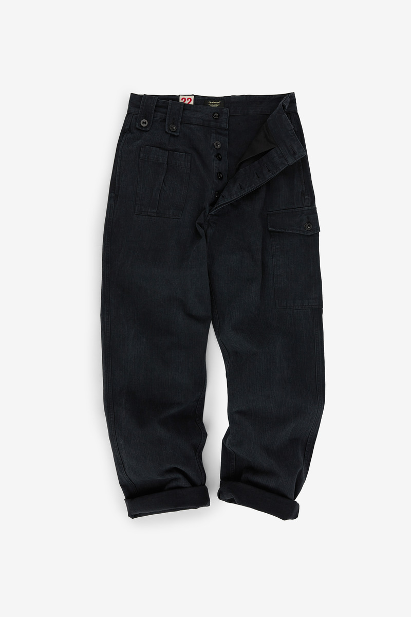 Japanese Herringbone Twill 1970s Belgian Army Field Trousers,black,unisex-2