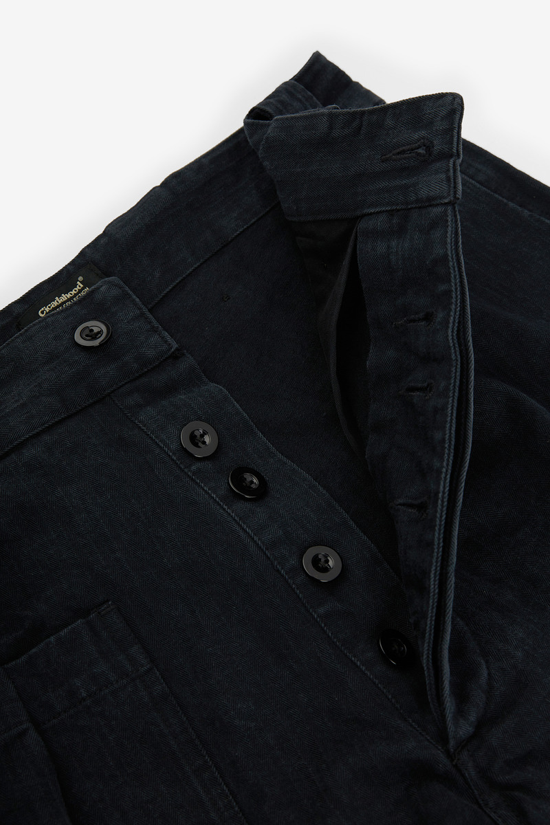 Japanese Herringbone Twill 1970s Belgian Army Field Trousers,black,unisex-4