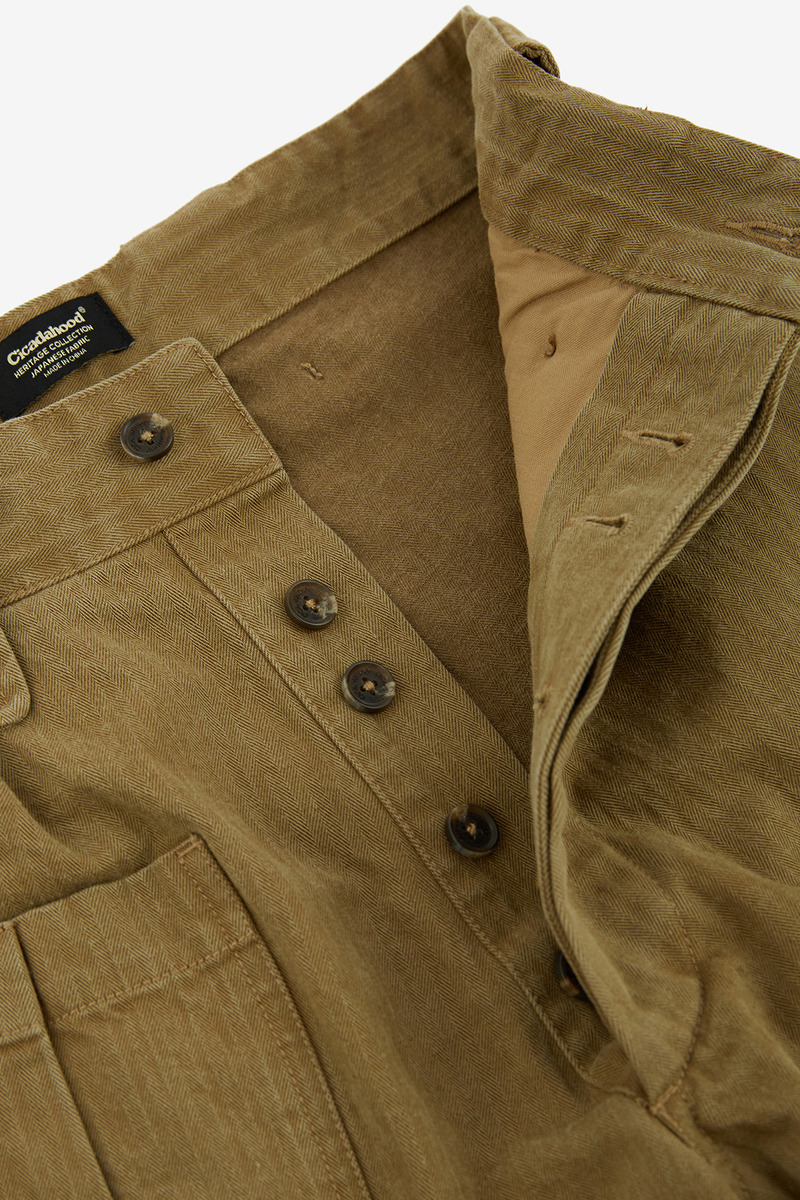 Japanese Herringbone Twill 1970s Belgian Army Field Trousers,brown,unisex-4