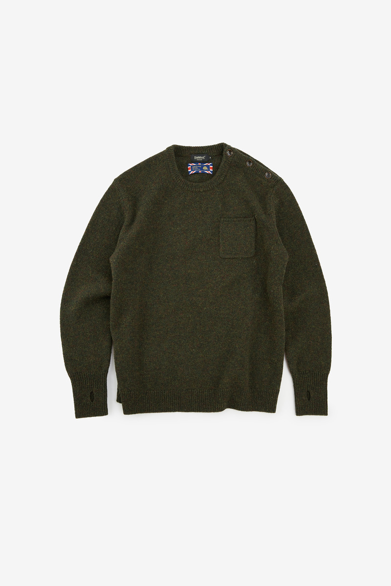 British Shetland Wool Heritage Button Embellishment Elbow Patch Sweater,unisex