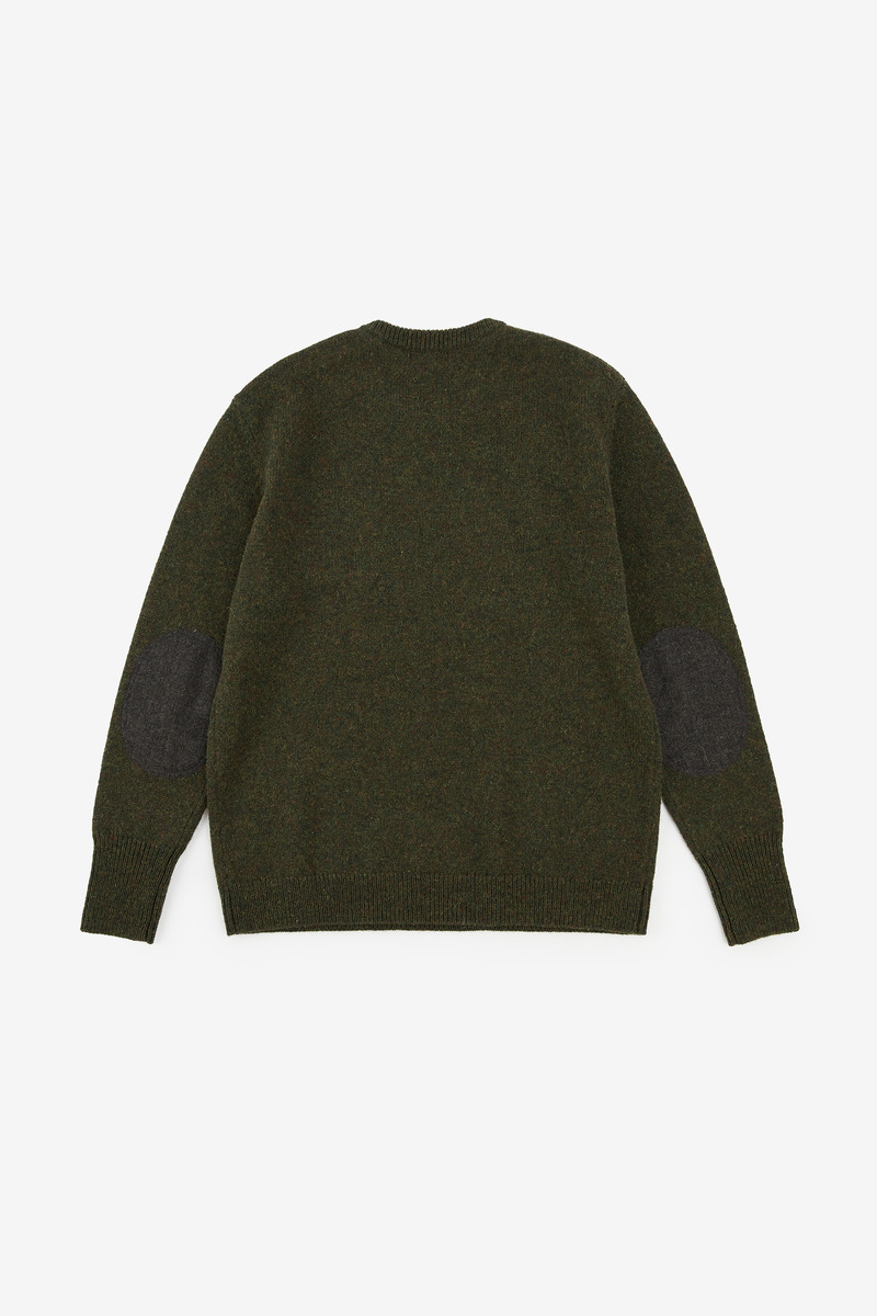 British Shetland Wool Heritage Button Embellishment Elbow Patch Sweater,unisex-2