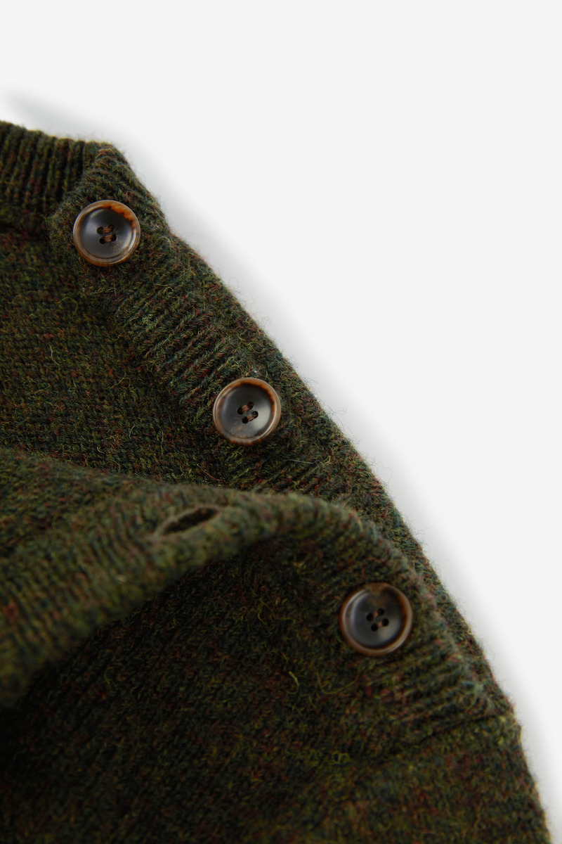 British Shetland Wool Heritage Button Embellishment Elbow Patch Sweater,unisex-4