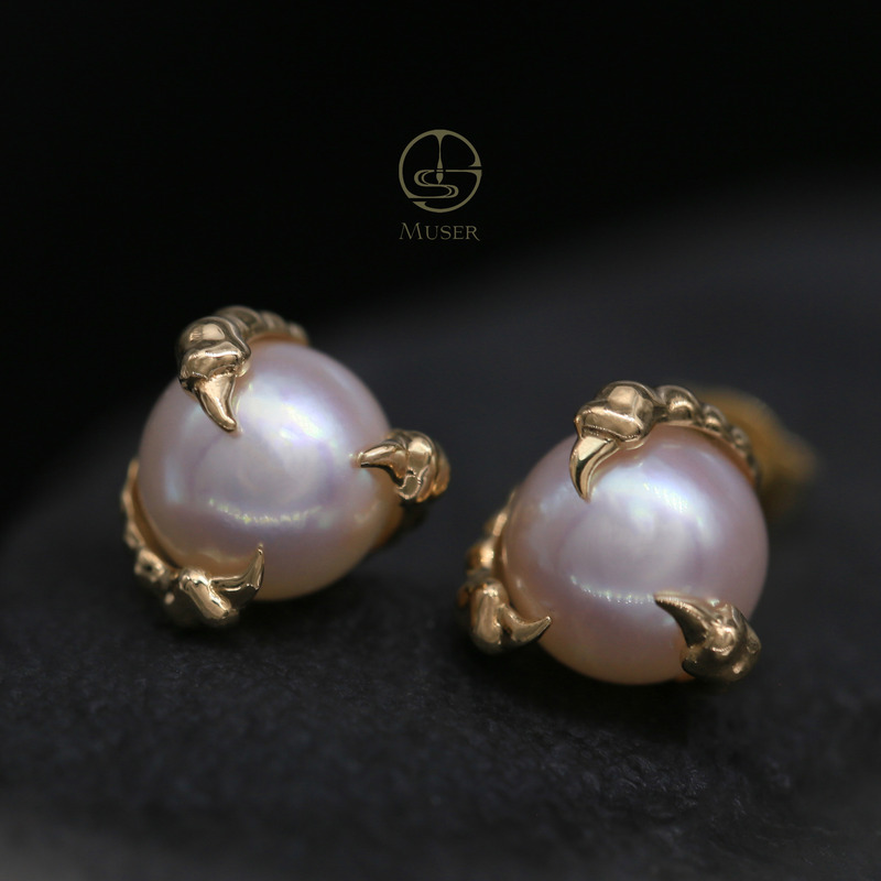 预售-瑞龙戏珠-珍珠耳坠-18K黄