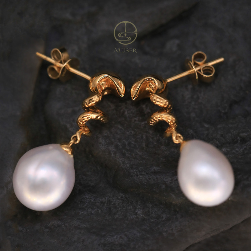 预售-灵蛇之珠-巴洛克珍珠耳坠-18K黄