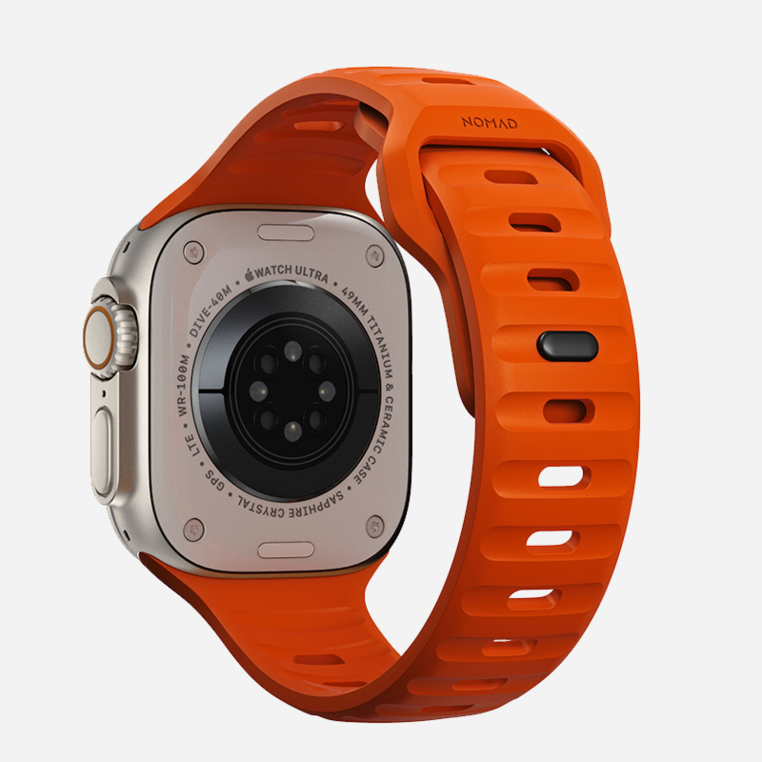 美國NOMAD活力橙新品蘋果iwatch表帶Apple Watch8 Ultra橙色運動氟橡膠硅膠防水38/40/41/42/44/45/49mm男女-2