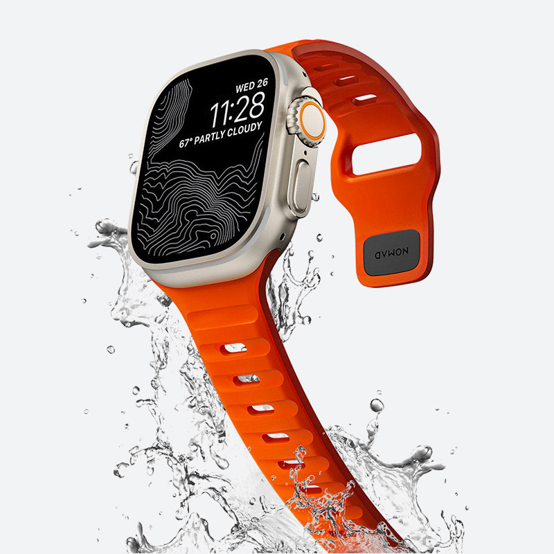 美国NOMAD活力橙新品苹果iwatch表带Apple Watch8 Ultra橙色运动氟橡胶硅胶防水38/40/41/42/44/45/49mm男女