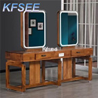 400usd Kfsee 1Pcs A Set ins Barber Shop two seat Salon Mirror with Table