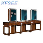 550usd Kfsee 1Pcs A Set ins Barber Shop three seat Salon Mirror with Table