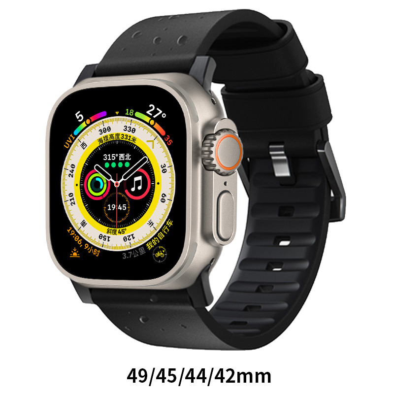 适用苹果iwatch表带applewatch8代Ultra真皮防水手表带 德国工艺Heinen 高级头层牛皮美国NOMAD新款氟橡胶