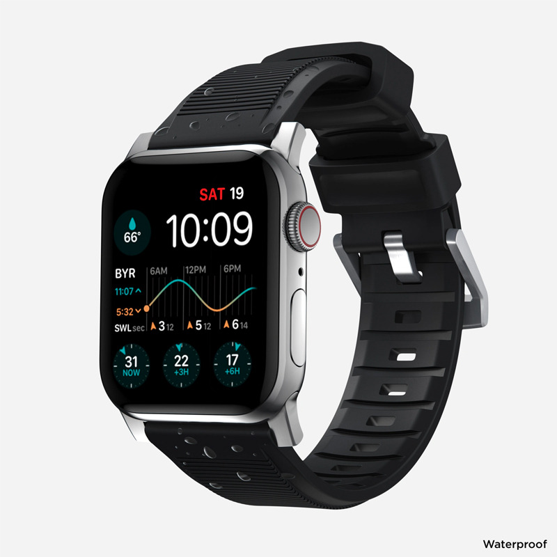 Play 00:05 00:25   美国NOMAD AppleWatch Ultra硬汉氟橡胶苹果手表带iwatch s8 49/45/44/42mm运动防水官方同款材质