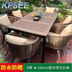 500usd with 6 chair 160cm length Kfsee Dining Table Set Swimming Pool Side Furniture
