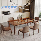 350usd 180*90*75cm Glass Wood Luxury ins Kfsee Dining Table