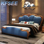 2000usd 180*200cm Solid Wood Kfsee Zingana Bedroom Bed