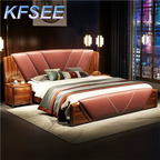 3000usd 180*200cm Solid Wood Kfsee Zingana Bedroom Bed