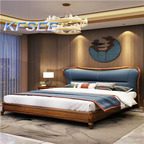 1500usd 180*200cm Solid Wood Kfsee Zingana Bedroom Bed