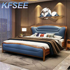 1500usd 180*200cm Solid Wood Kfsee Zingana Bedroom Bed