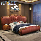2500usd 180*200cm Solid Wood Kfsee Zingana Bedroom Bed
