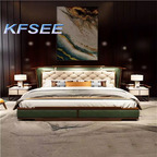 2500usd 180*200cm Solid Wood Kfsee Zingana Bedroom Bed