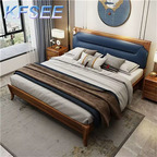 1500usd 180*200cm Solid Wood Kfsee Zingana Bedroom Bed