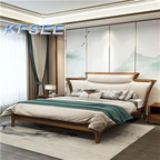 2000usd 180*200cm Solid Wood Kfsee Zingana Bedroom Bed
