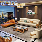 4500usd 1+2+4 Solid Wood Kfsee Zingana Sofa Furniture