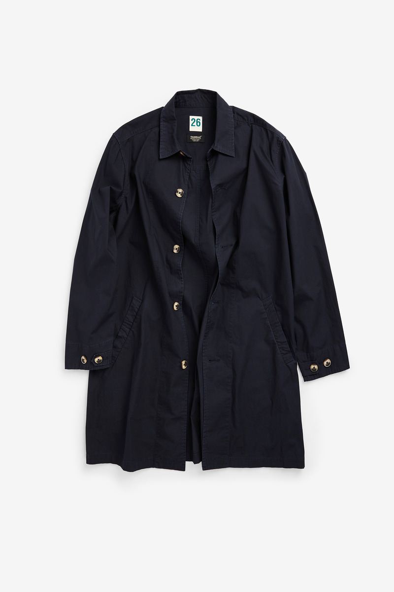 French Slant Pocket Trench Coat,Washed,unisex