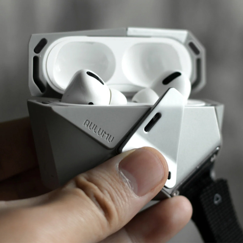 AULUMU 2024新品 几何耳机保护壳适用于苹果耳机AirPodsPro1/2代高级感保护套几何多面全方位保护TPU锌合金