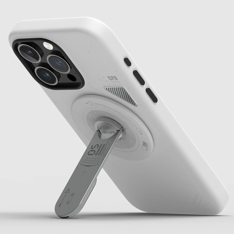 AULUMU手机磁吸支架适用苹果iPhone15pro max手机指环扣magsafe创意超薄合金多功能折叠机械风桌面引磁片支架