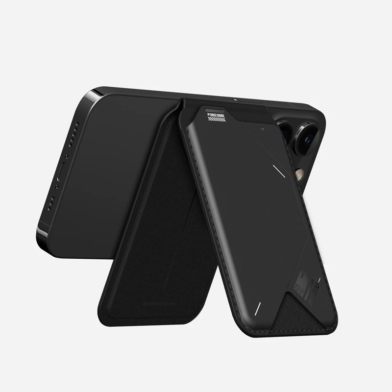 AULUMU 2024新品 二合一创意磁吸翻盖折叠式真皮卡包支架 适用于苹果iPhone15-12ProMax系列通用机能美学设计