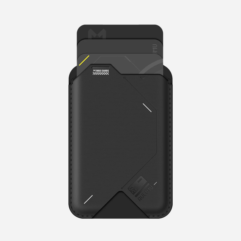 AULUMU 2024新品 二合一创意磁吸翻盖折叠式真皮卡包支架 适用于苹果iPhone15-12ProMax系列通用机能美学设计