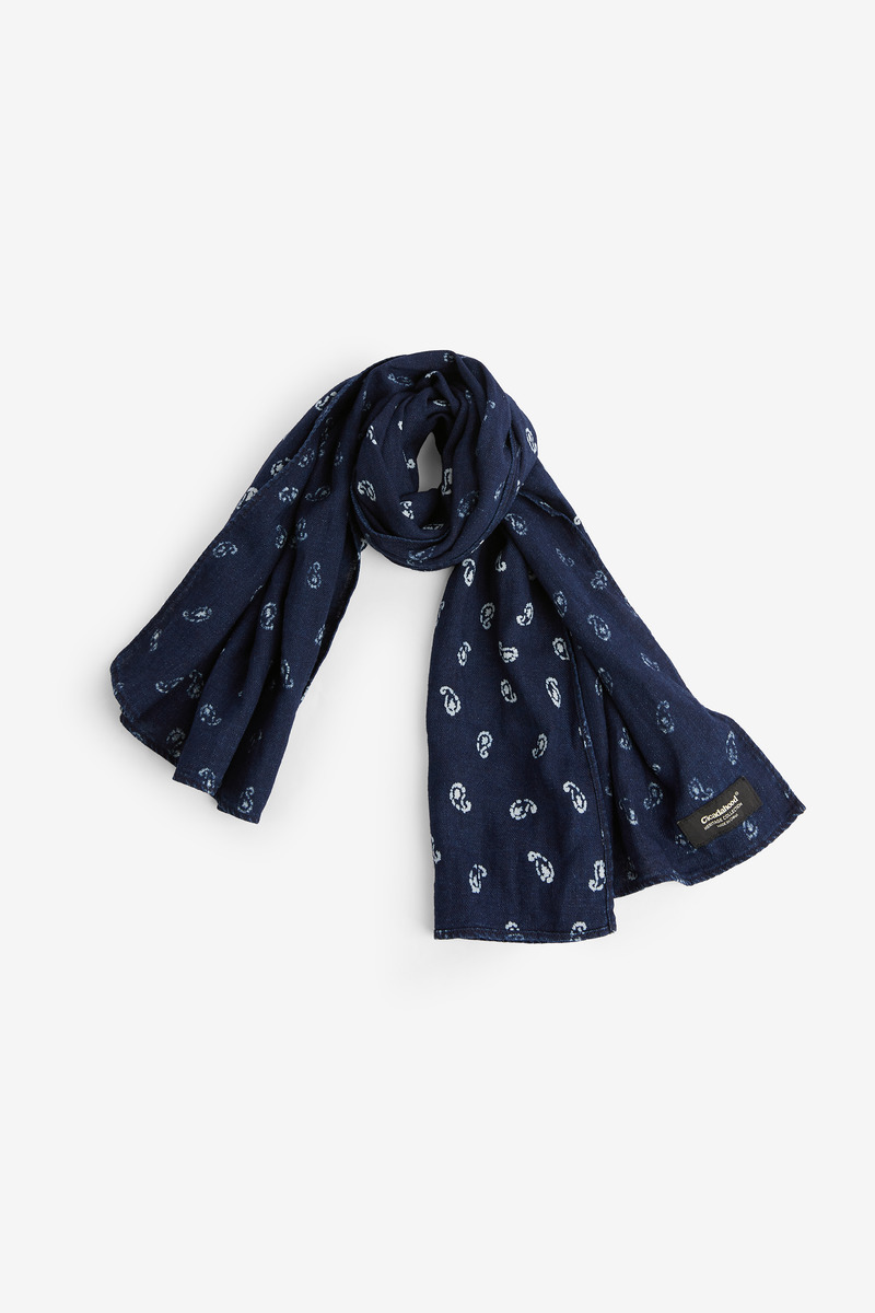 Japanese indigo dye discharge paisley print scarf , unisex-2