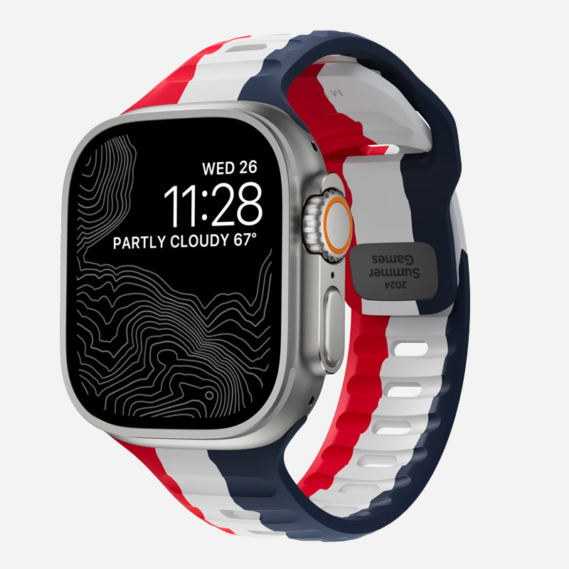 美国NOMAD午夜红新品苹果iwatch表带Apple Watch8 Ultra法国奥运联名运动氟橡胶硅胶防水38/40/41/42/44/45/49mm男女