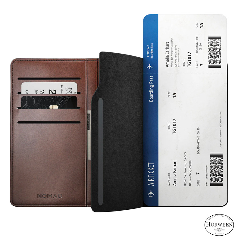 美国NOMAD丨霍尔文植鞣皮革款护照夹出行证件包出国旅行便携多功能收纳机票夹头层牛皮护照夹钱包一体护照包