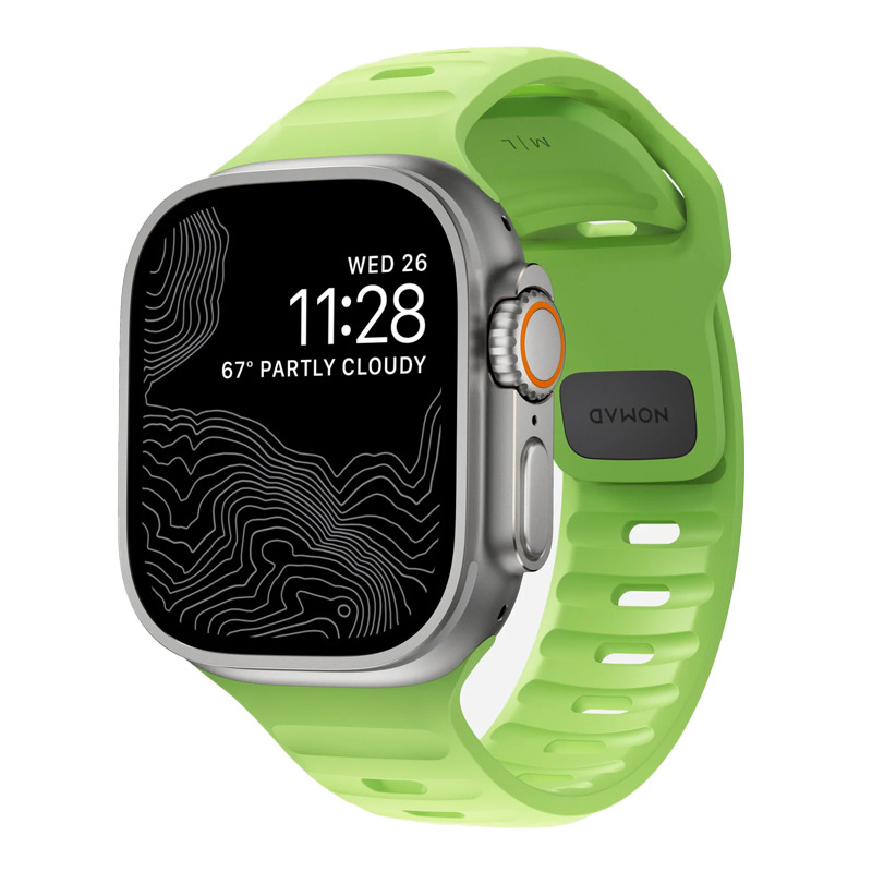 美国NOMAD FKM夜光运动表带适用苹果iwatch Apple Watch9 Ultra2防水透气氟橡胶硅胶防水49/45/44/42mm
