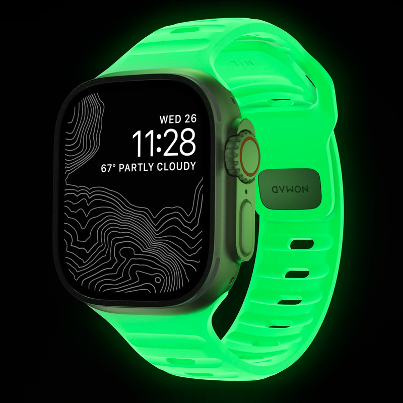 美国NOMAD FKM夜光运动表带适用苹果iwatch Apple Watch9 Ultra2防水透气氟橡胶硅胶防水49/45/44/42mm